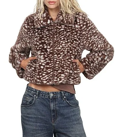 Faux Fur Fawn Print Jacket by Stoosh