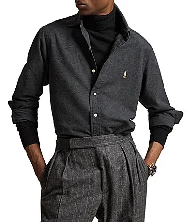 Classic Fit Solid Brushed Oxford Long Sleeve Woven Shirt by Polo Ralph Lauren