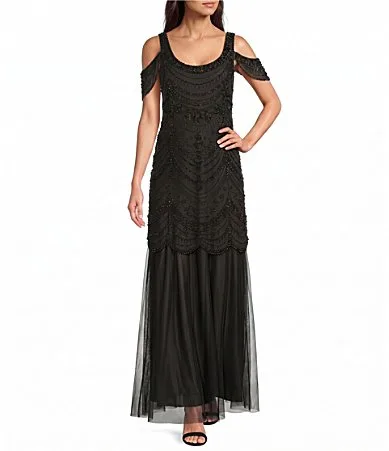 Off the Shoulder Beaded Gown