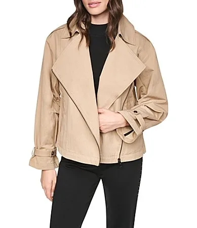 DKNY by Donna Karan Morningside Twill Notch Lapel Long Sleeve Moto Jacket by Donna Karan