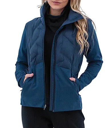 Aventura Everett Mixed Media Quilted Stand Collar Zip Front Jacket by Aventura