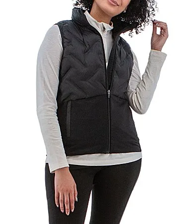 Aventura Everett Mixed Media Stand Collar Zip Front Vest by Aventura