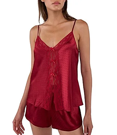 Flora Nikrooz Tiana Swiss Dot Sleeveless V-Neck Cami Shorty Woven Pajama Set