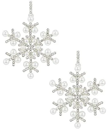 Merry & Bright Pearl & Crystal Pave Snowflake Drop Earrings by Merry & Bright