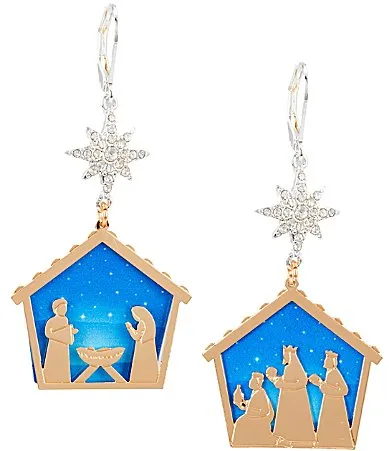 Merry & Bright Crystal Pave Star Nativity Drop Mix Match Earrings by Merry & Bright