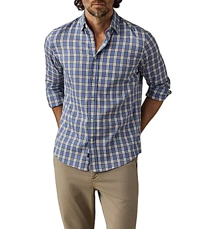 Relaxed Fit Performance Stretch Plaid Long Sleeve Woven Shirt by Faherty