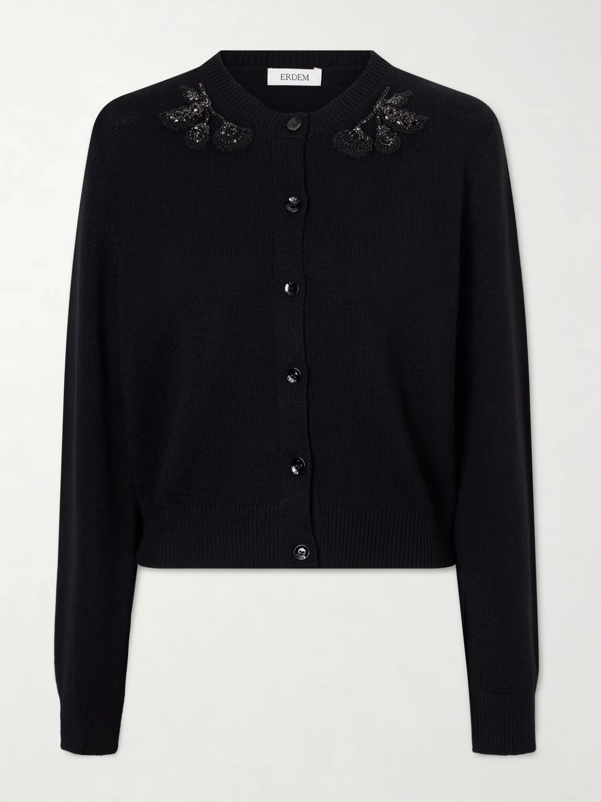 - Embellished Merino Wool Cardigan -