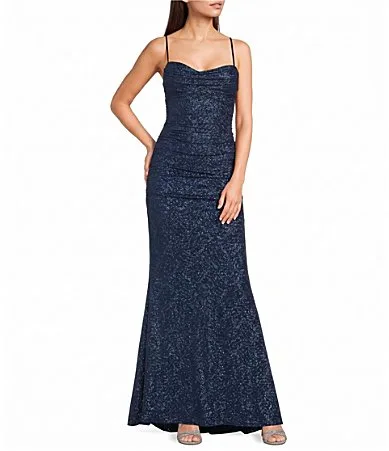 Sleeveless Shirred Glitter-Accented Dress by Honey and Rosie