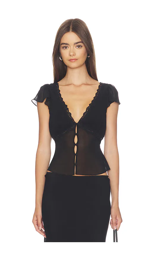 Ara Lace Trim V-Neck Top by Guizio