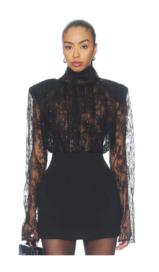 Sequin Lace Long Sleeve Bodysuit