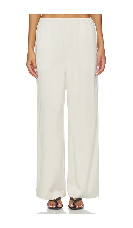 Loretta Wide Leg Washed Silk Pant - Stone