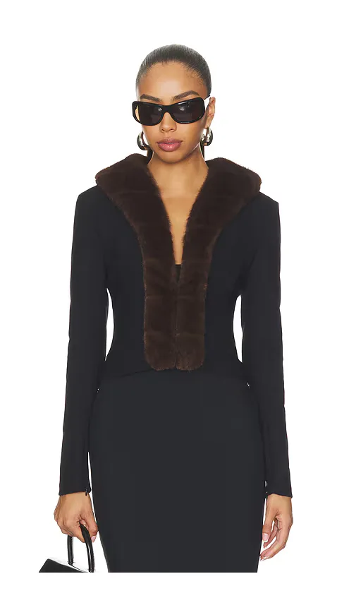 Faux Fur Collar Cardigan by Rotate