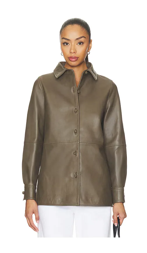 Leather Pankou Closure Overshirt by Rohe