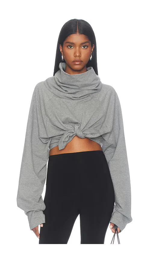 Tie Front Turtle Sweatshirt by Norma Kamali