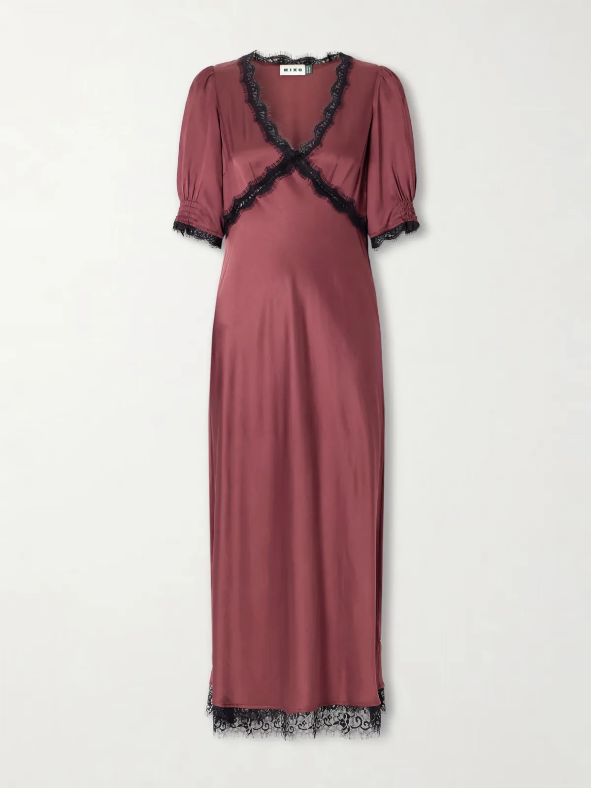 - Annina Lace-trimmed Satin Midi Dress -