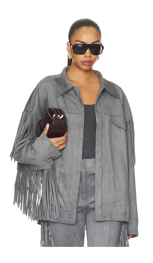 Fringe Oversized Jean Jacket by Norma Kamali