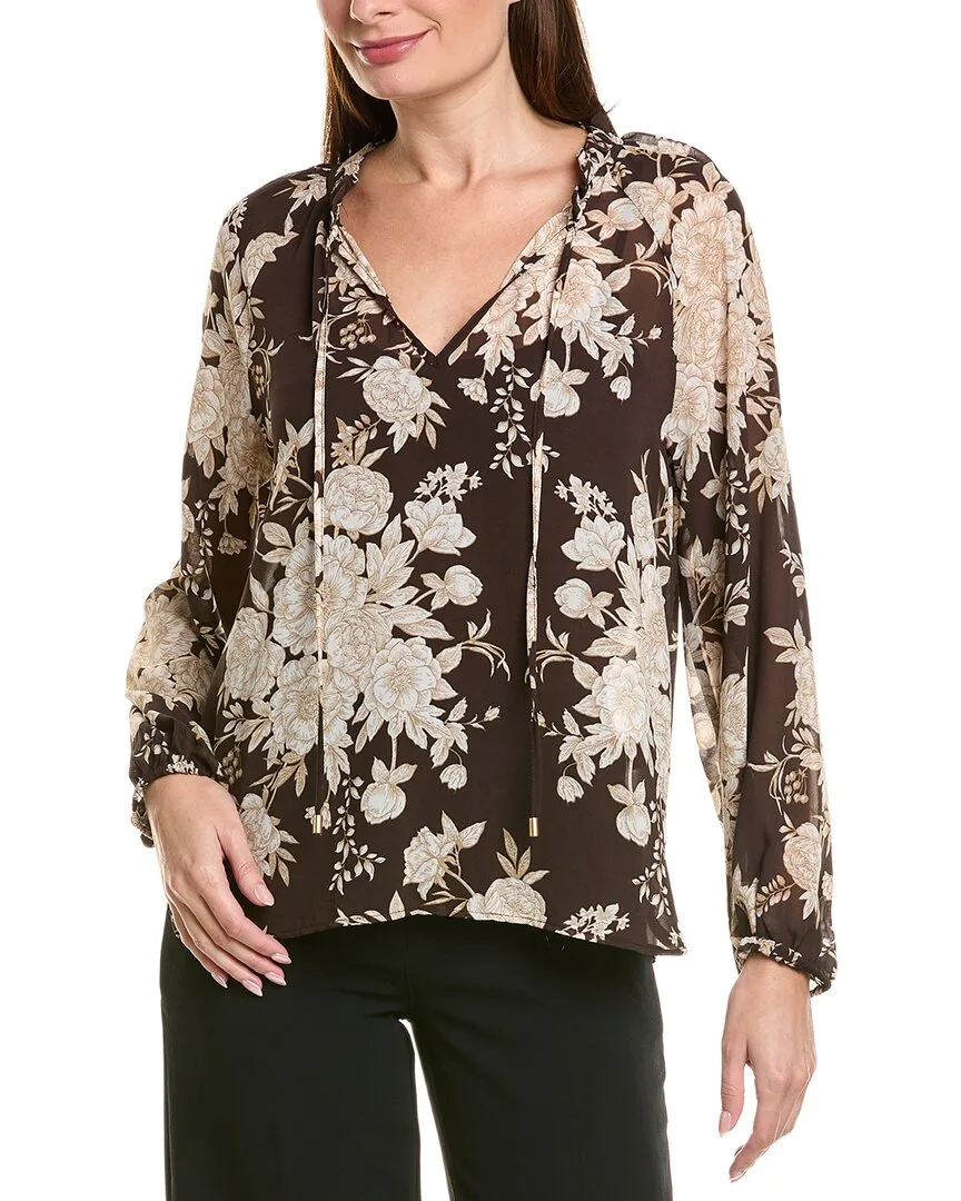 Asl Pebble Chiffon Long Sleeve Top by Tahari