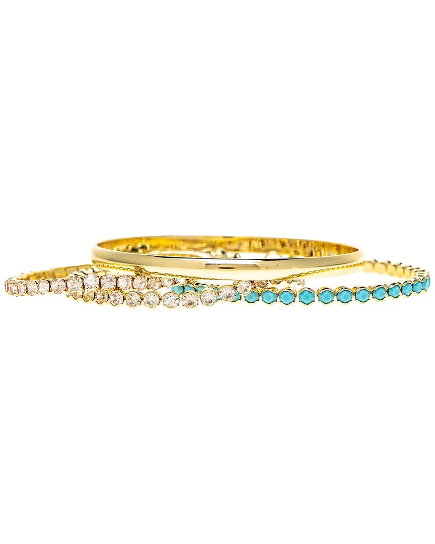 18K Plated Cz Turquoise Bracelet by Rivka Friedman