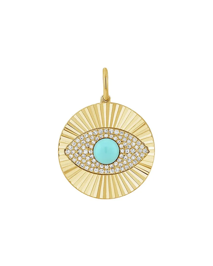 14K 0.76 ct. tw. Diamond & Turquoise Charm Pendant by Sabrina Designs