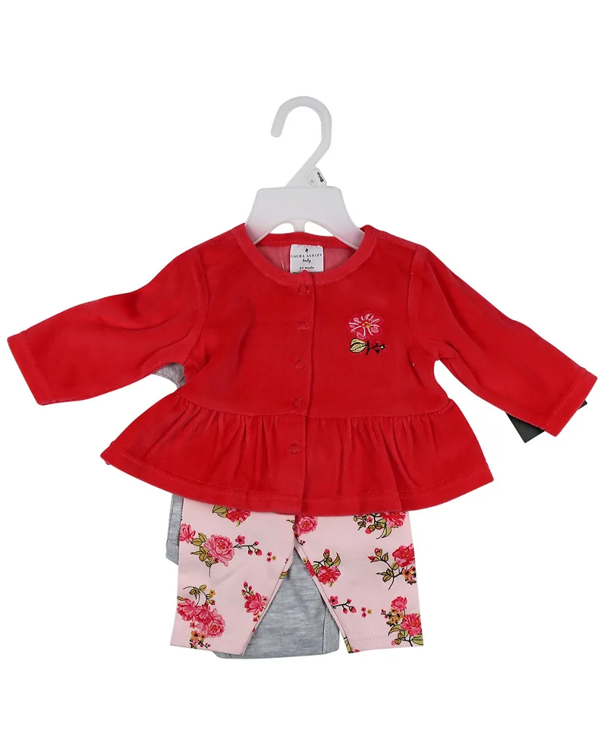 3Pc Velour Cardigan Set by Laura Ashley