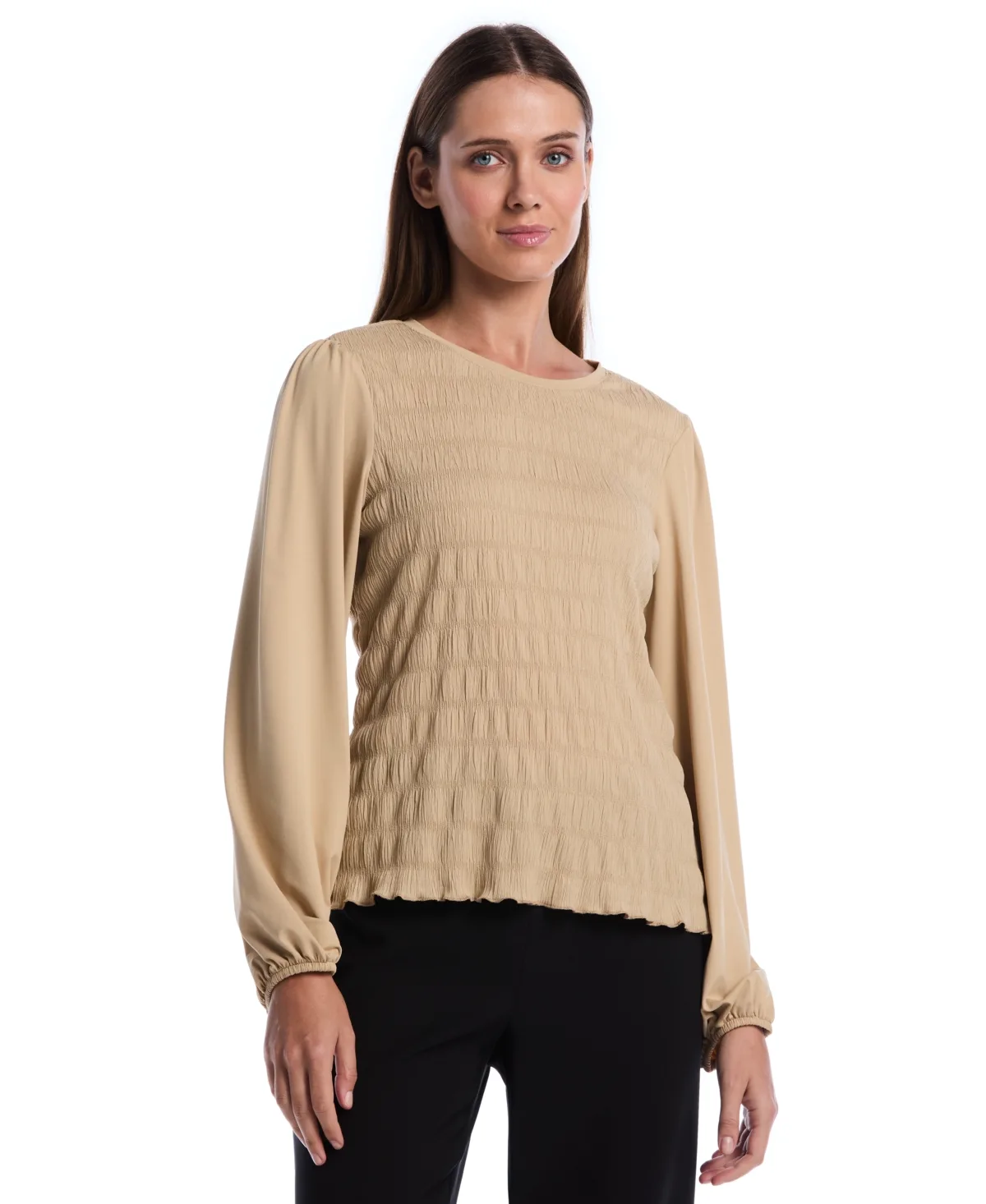 Long-Sleeve Puff-Sleeve Blouse by Rafaella