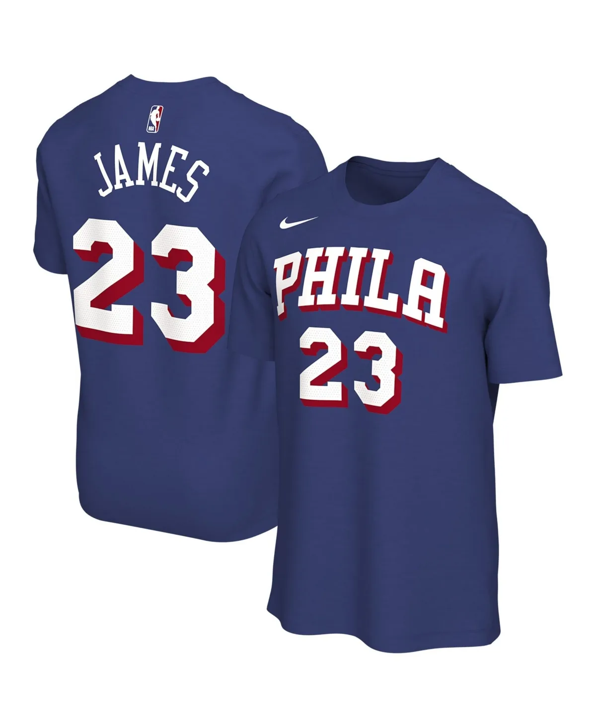LeBron James Philadelphia 76ers Icon Edition Name & Number T-Shirt by Nike