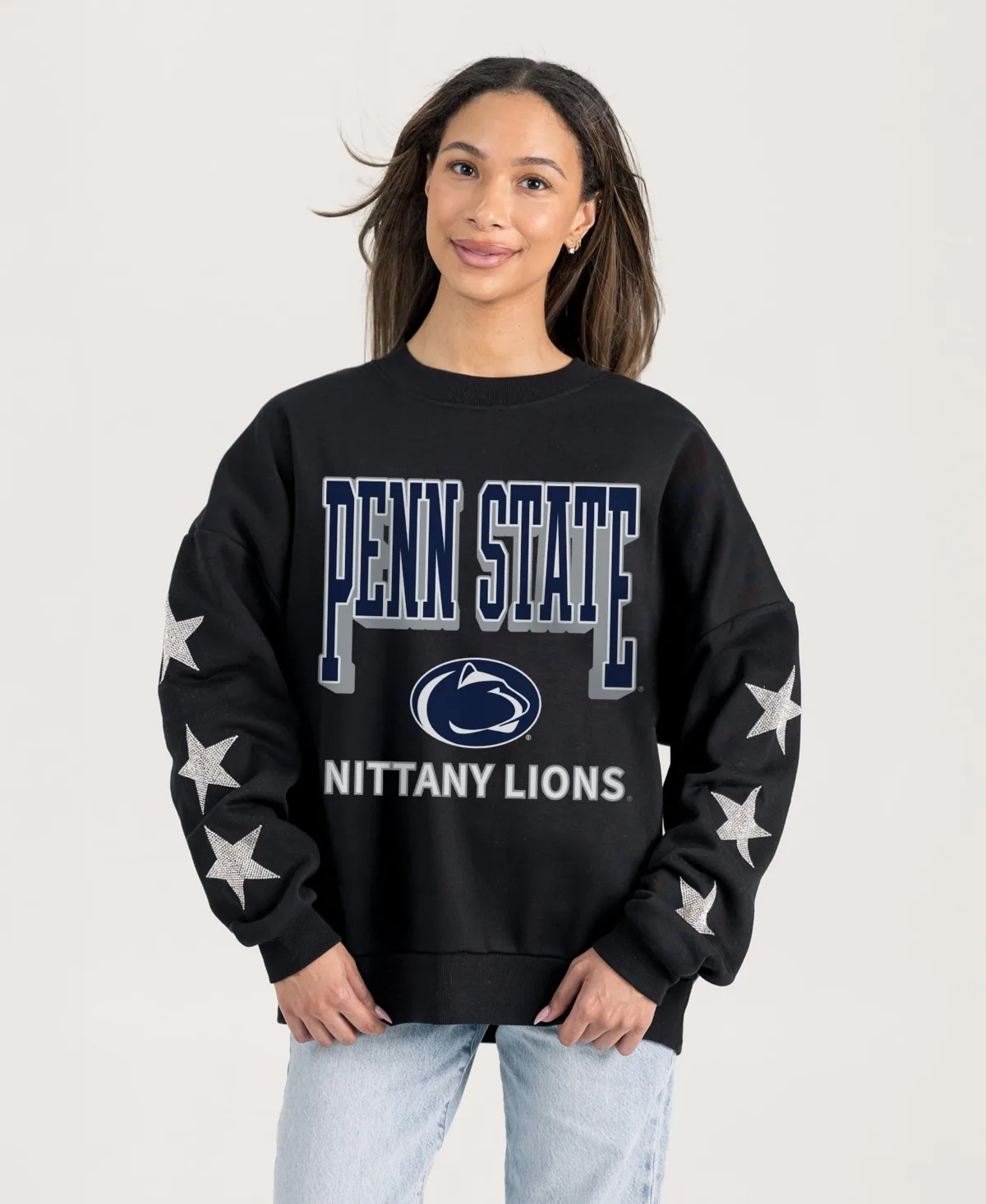 Penn State Nittany Lions Pure Victory Relaxed Rhinestone Pullover Sweatshirt