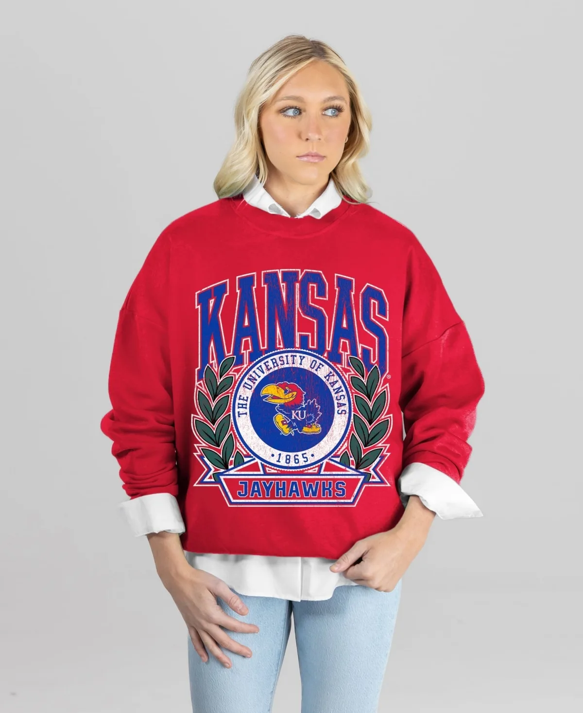 Kansas Jayhawks Classic Archives Oversized Premium Fleece Sweatshirt