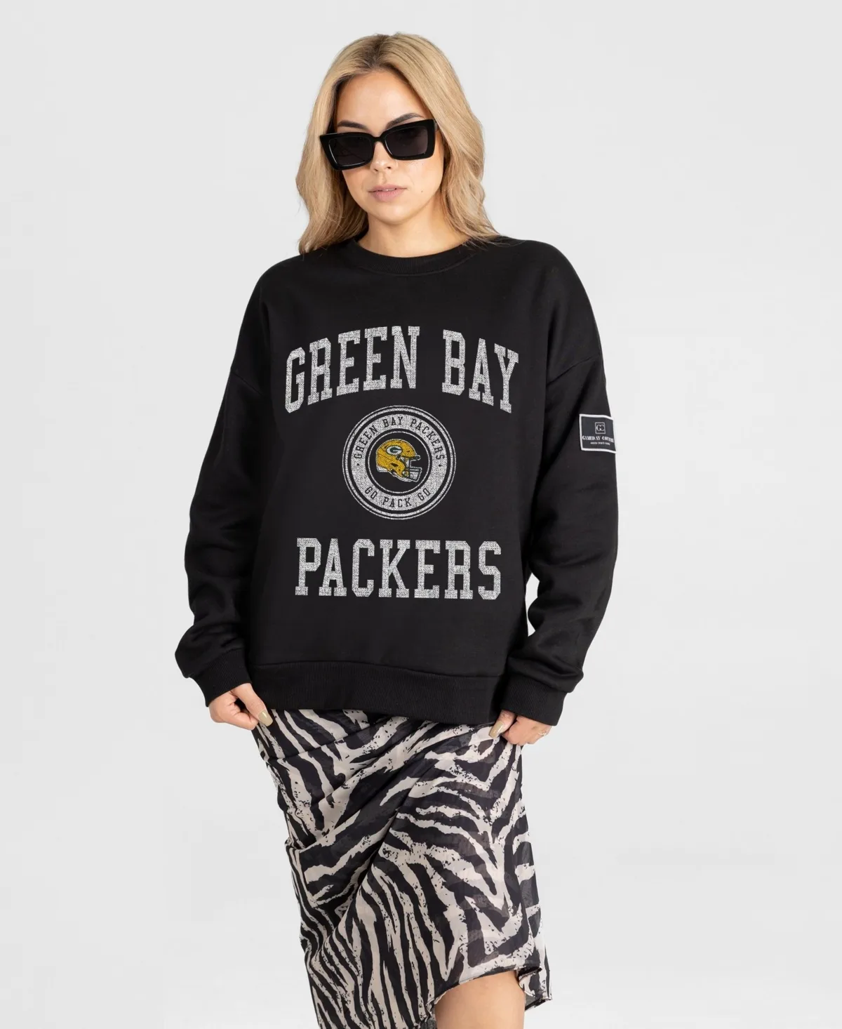 Green Bay Packers Fierce Flow Black Label Premium Drop Shoulder Sweatshirt