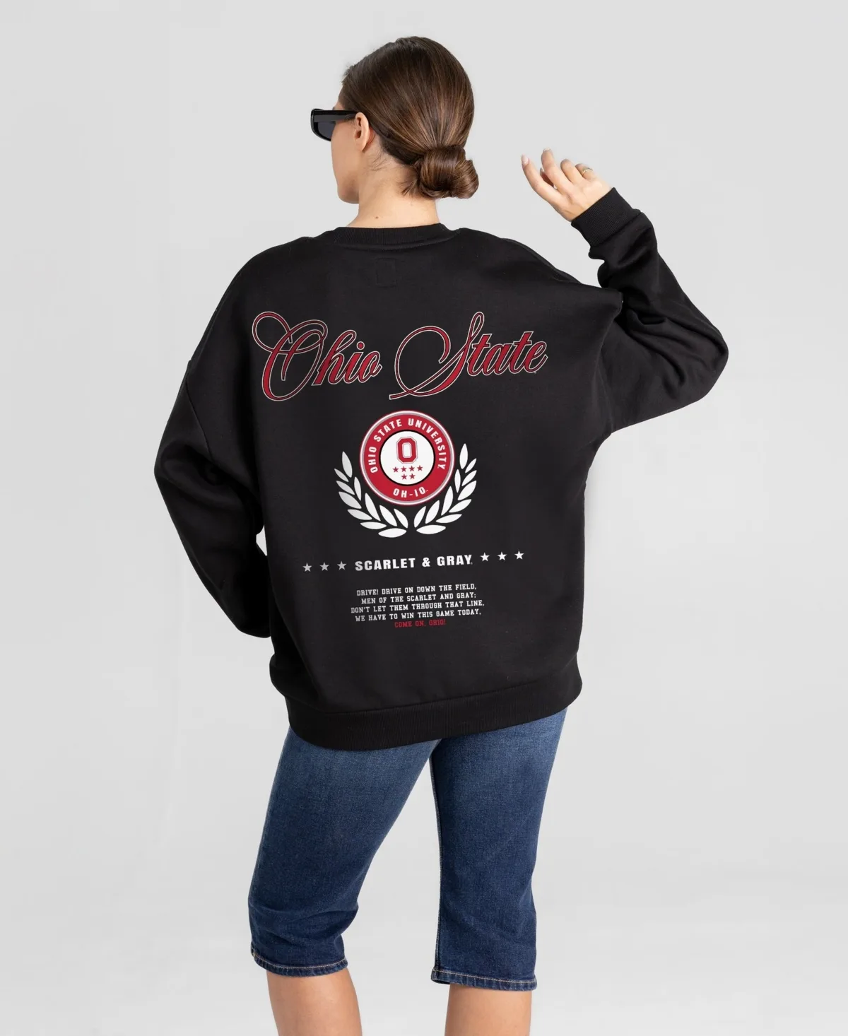Ohio State Buckeyes Classic Charm Black Label Premium Drop Shoulder Sweatshirt by Gameday Couture