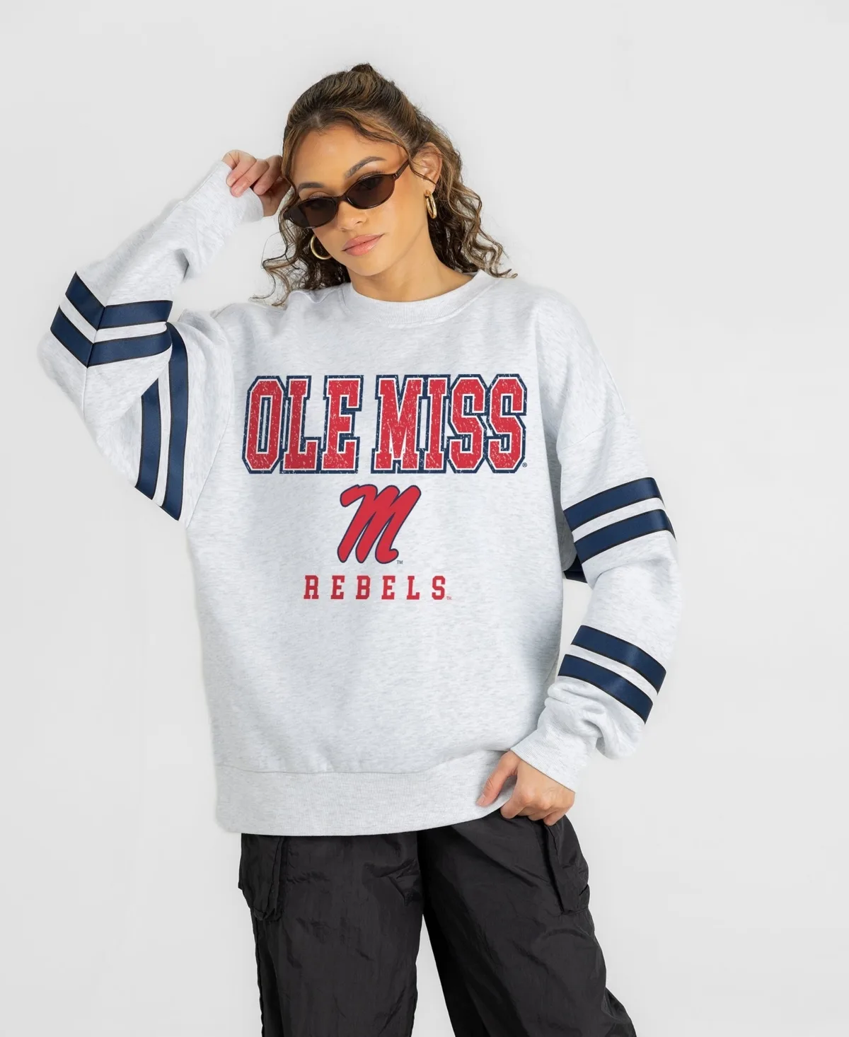 Ole Miss Rebels Stadium Stripes Oversized Fleece Sweatshirt
