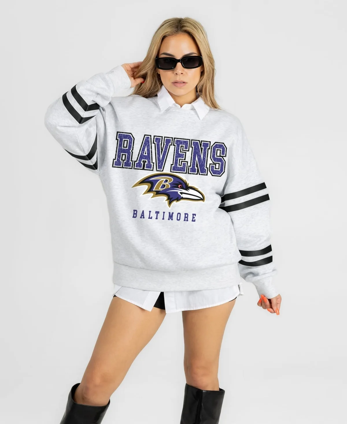 Baltimore Ravens Stadium Stripes Oversized Fleece Sweatshirt