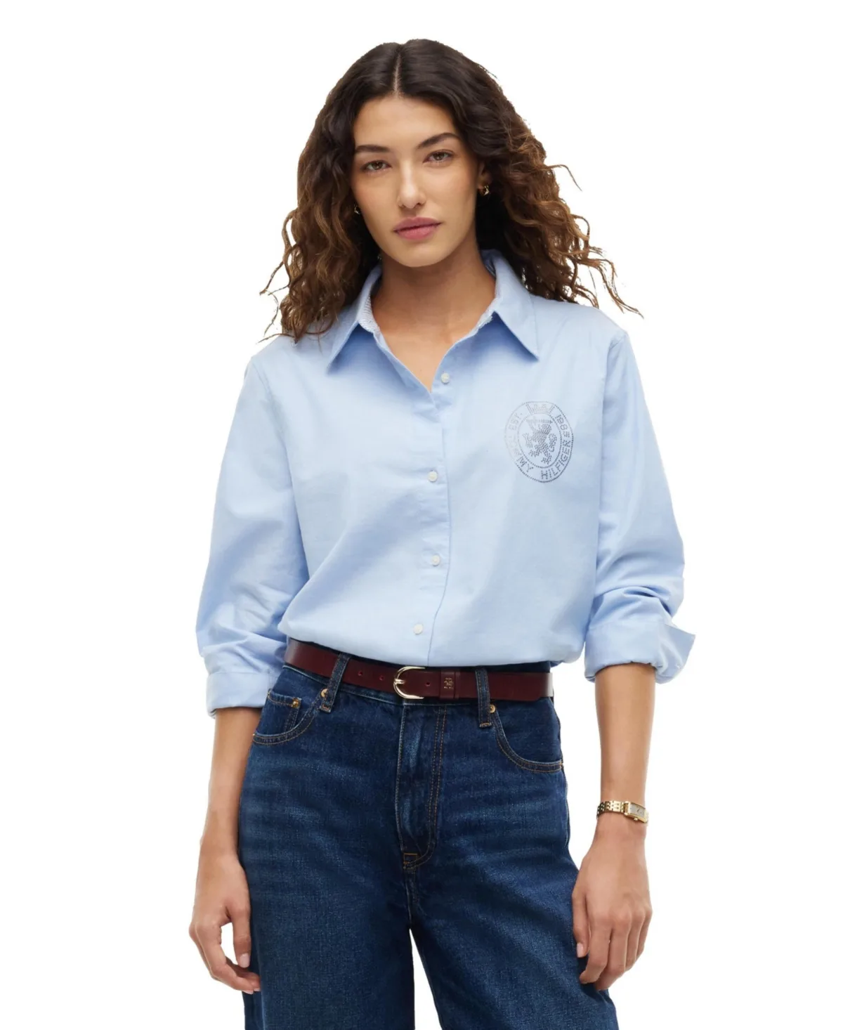 Oxford Crest Bling Long-Sleeve Shirt by Tommy Hilfiger