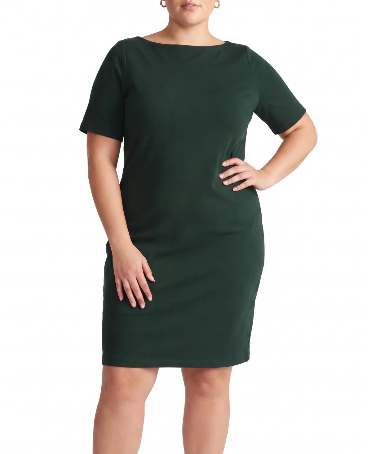 Belle Breton-Stripe Boat Neck Short-Sleeve Dress by Universal Standard