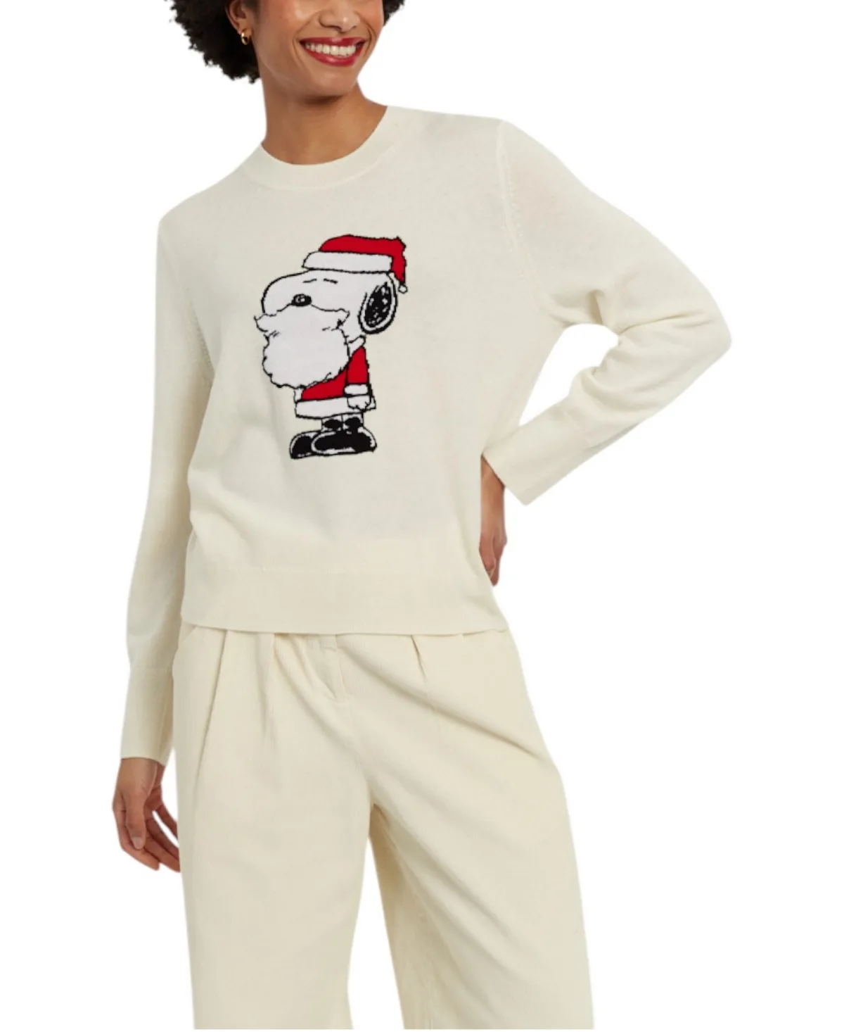 Chinti & Parker Snoopy Santa Wool-Cashmere Crewneck Sweater by Parker