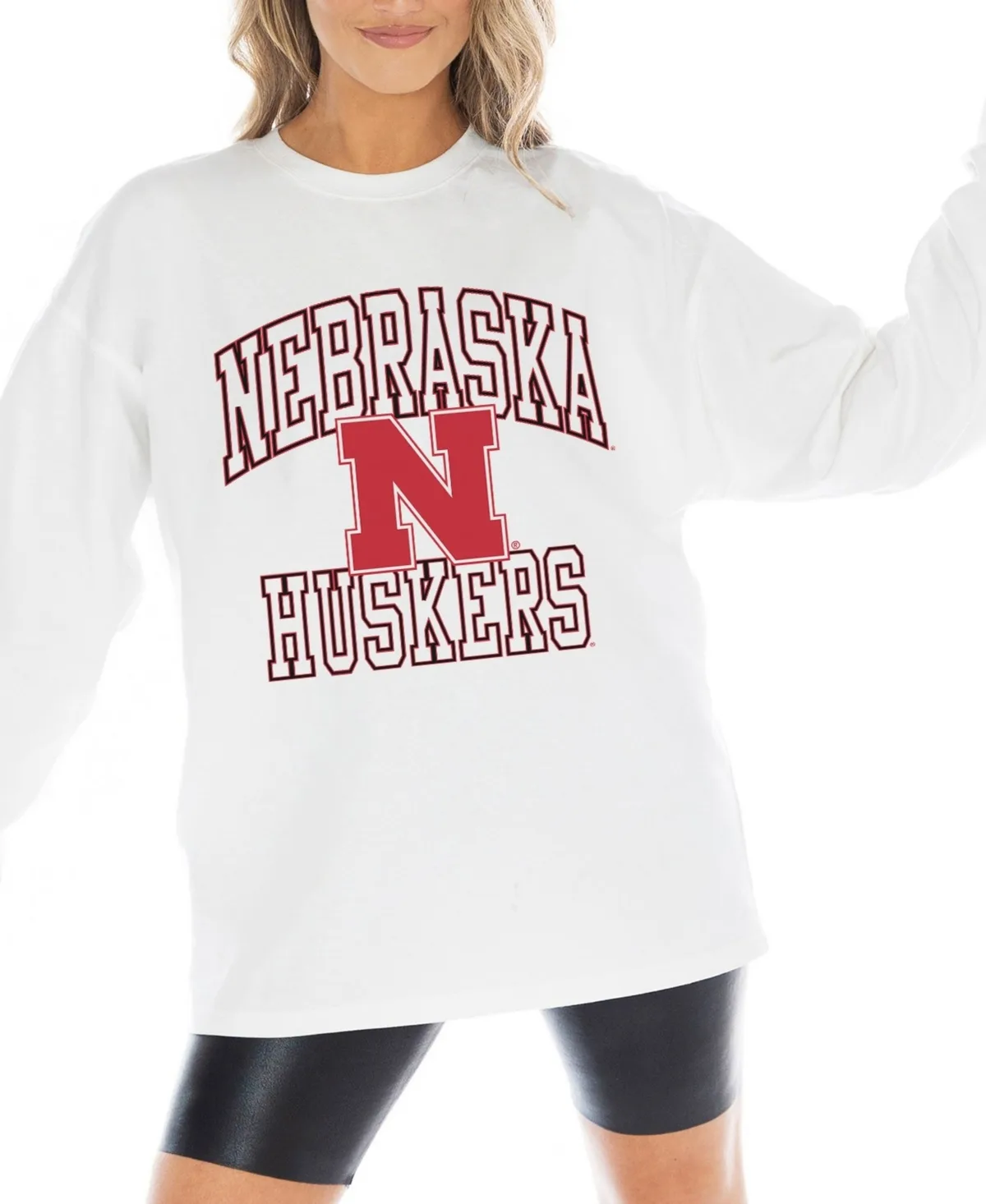 Nebraska Huskers Mind Games Oversized Long-Sleeve T-Shirt by Gameday Couture