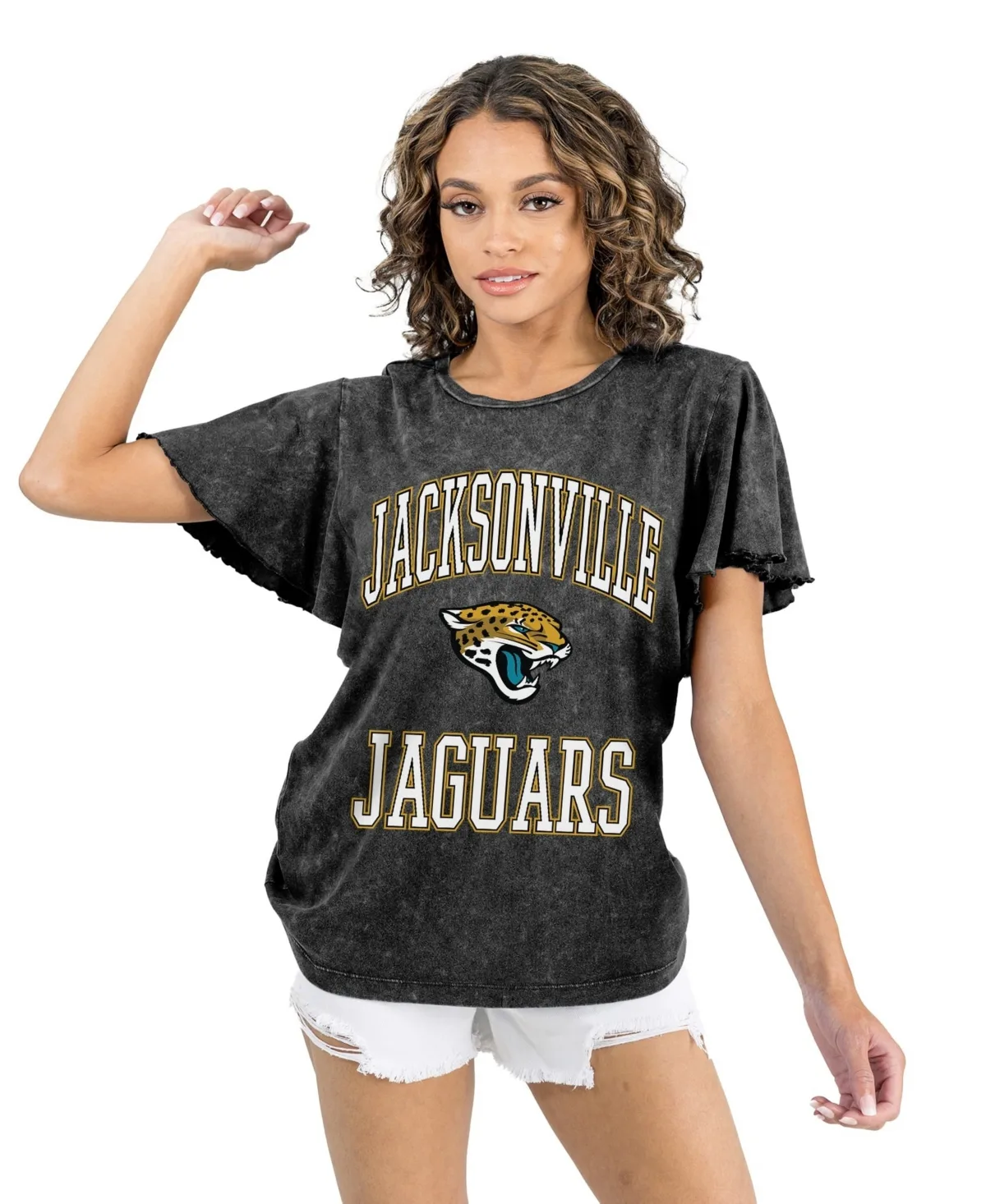 Jacksonville Jaguars Relaxed Flutter Sleeve T-Shirt by Gameday Couture