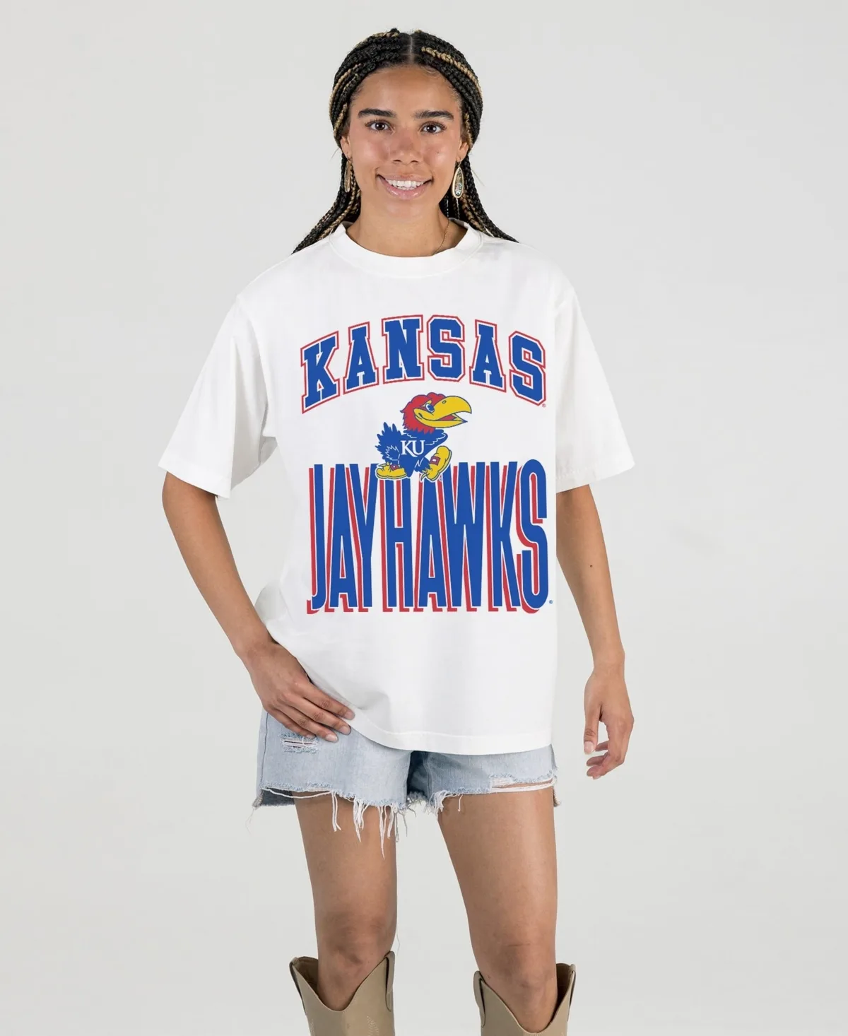 Kansas Jayhawks Oversized Fierce Focus T-Shirt by Gameday Couture