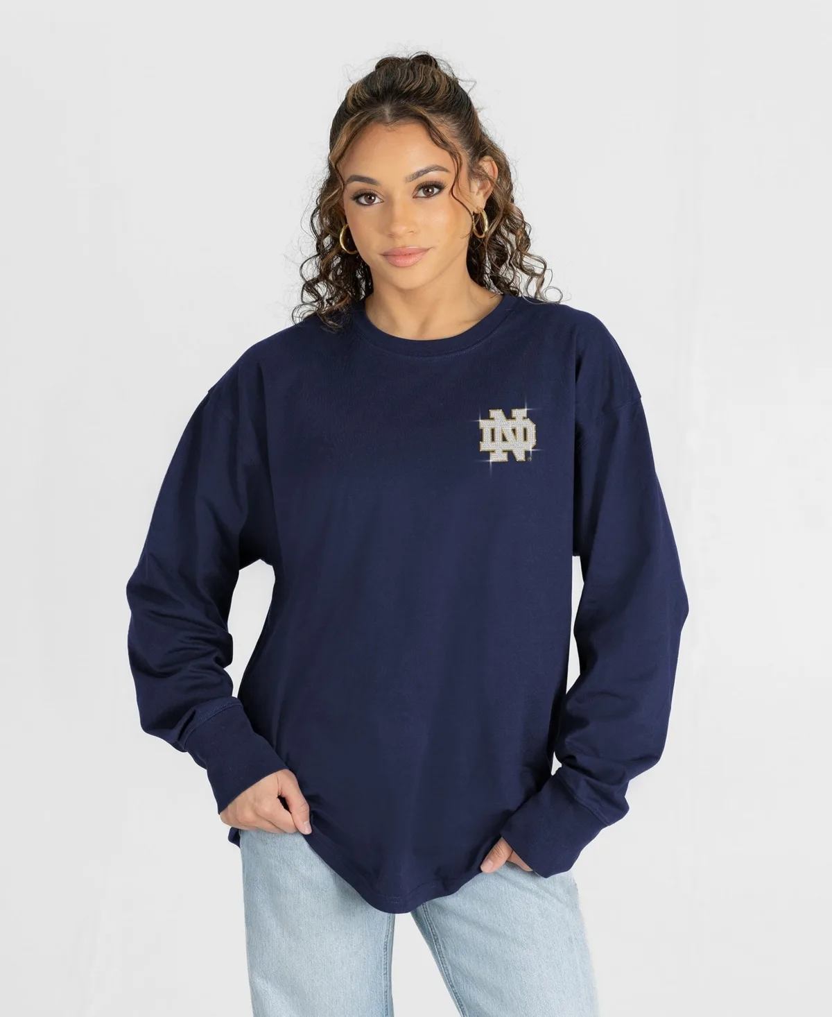 Notre Dame Fighting Irish Light It Up Rhinestone Long-Sleeve T-Shirt by Gameday Couture
