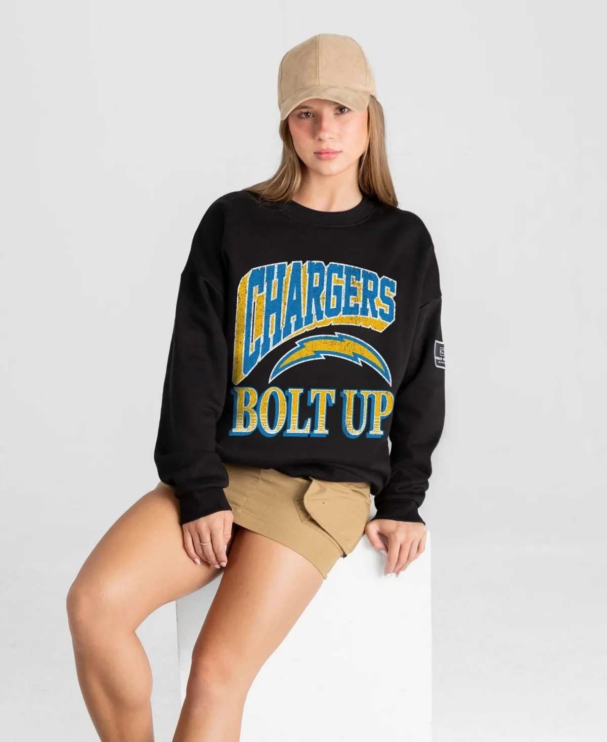Los Angeles Chargers Victory Prime Black Label Premium Drop Shoulder Sweatshirt by Gameday Couture