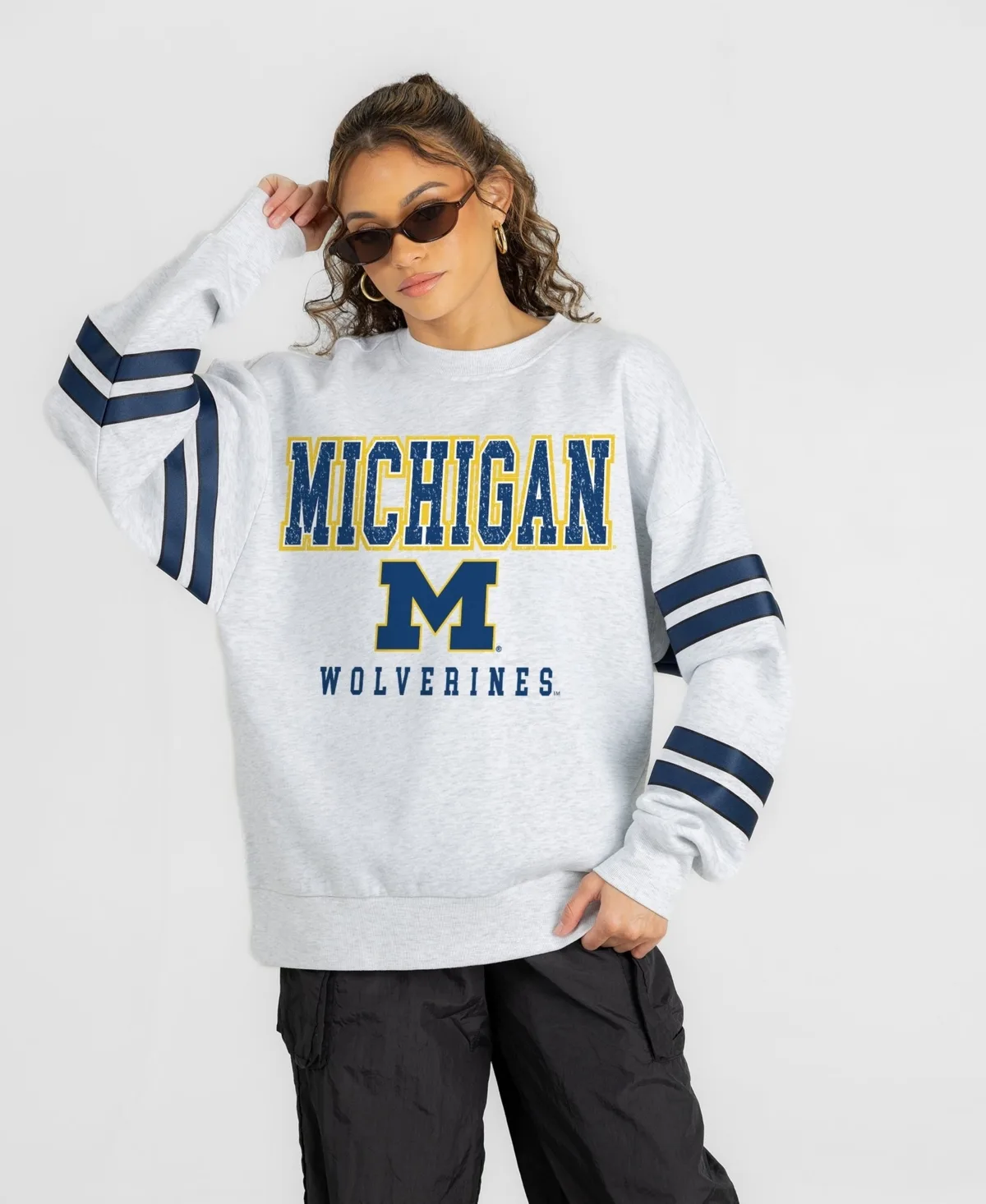 Michigan Wolverines Stadium Stripes Oversized Fleece Sweatshirt