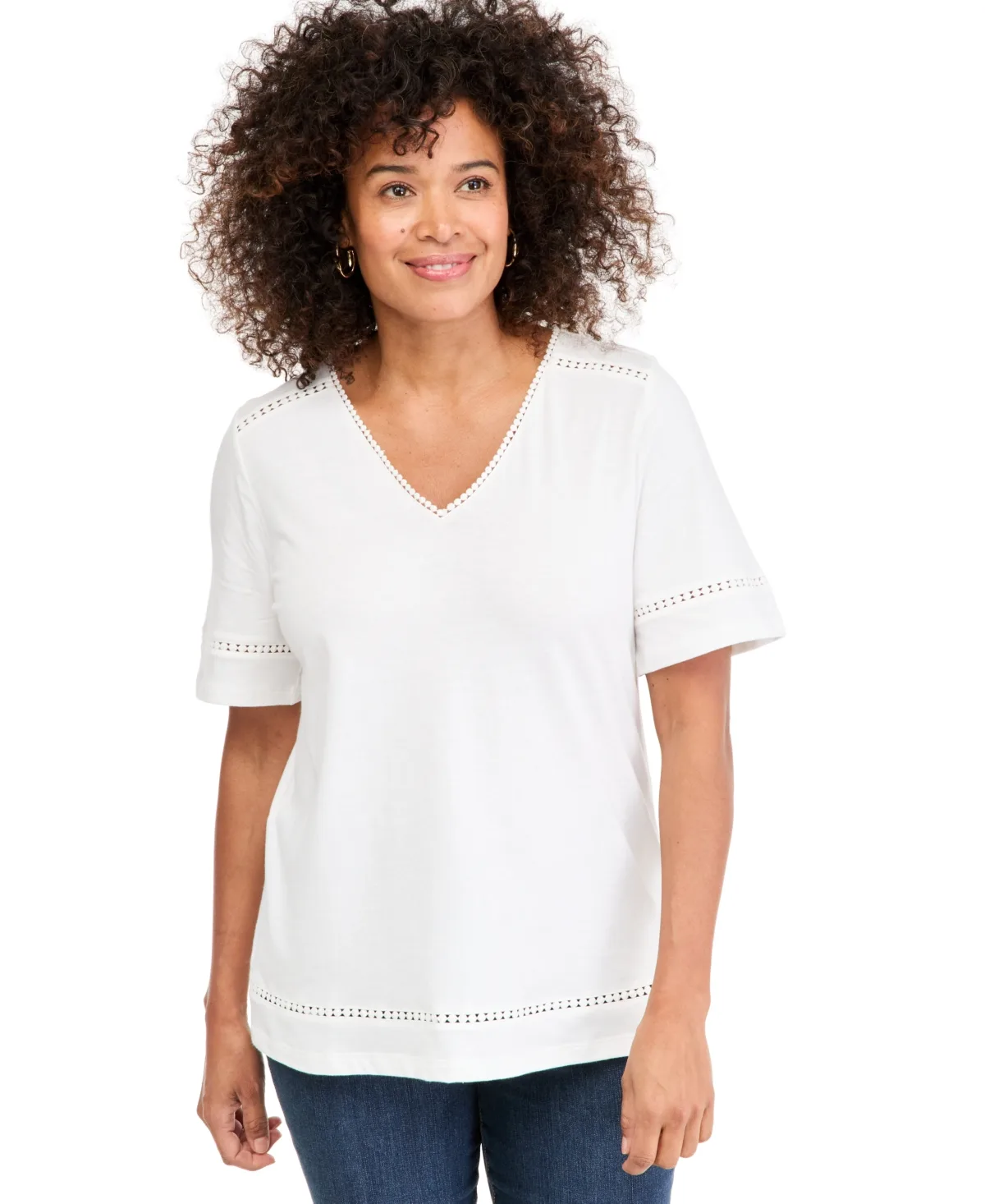 Short-Sleeve V-Neck Knit Top by Style & Co