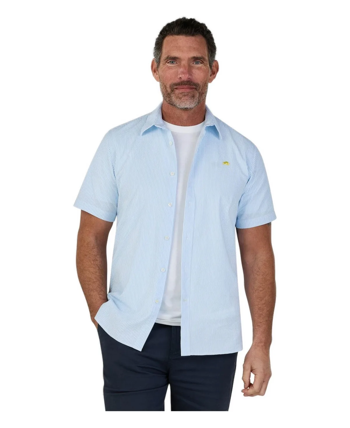 Orleans Seersucker Stripe Short-Sleeve Shirt by Raging Bull