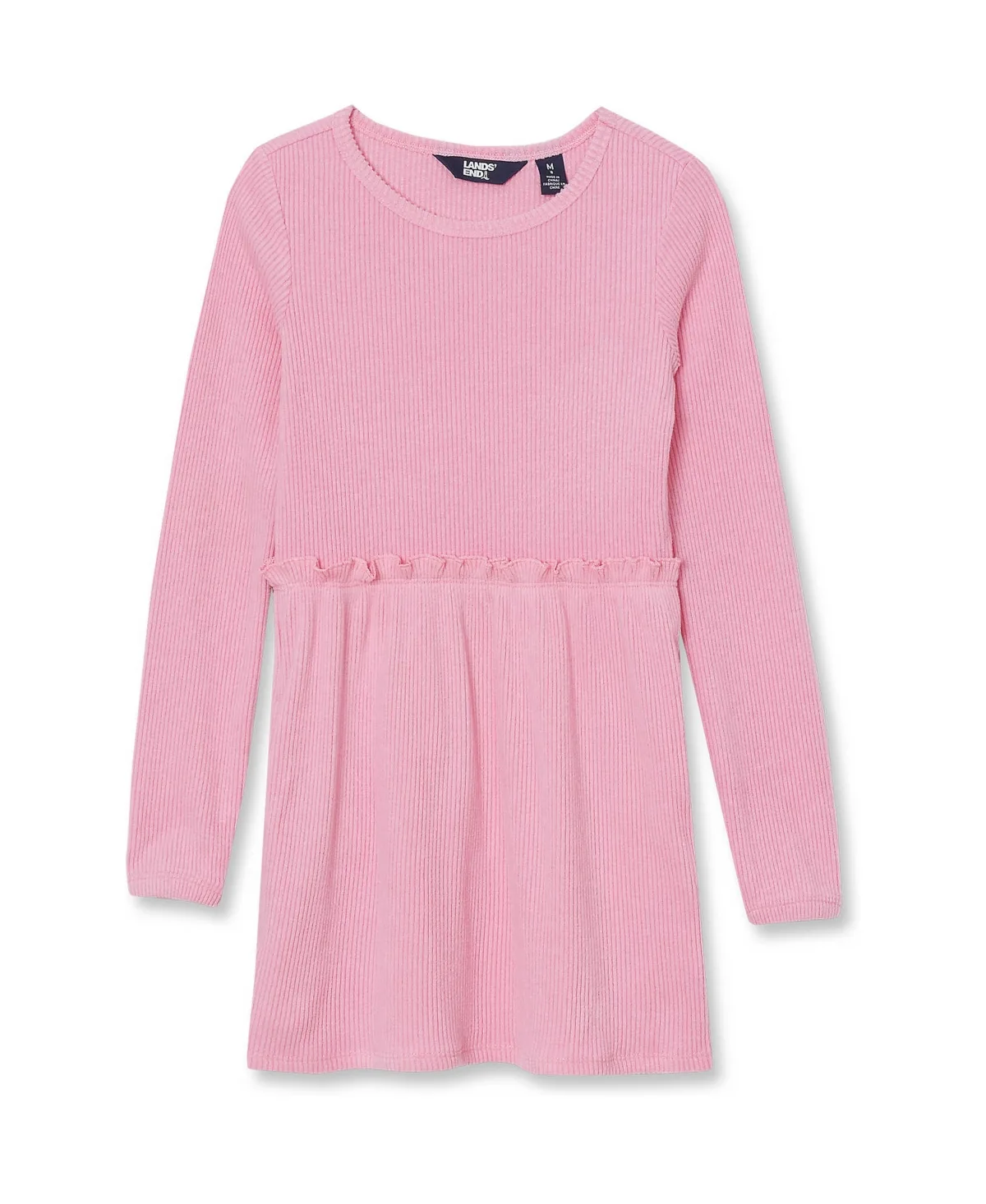 Long-Sleeve Brushed Rib-Knit Ruffle Tunic by Lands' End
