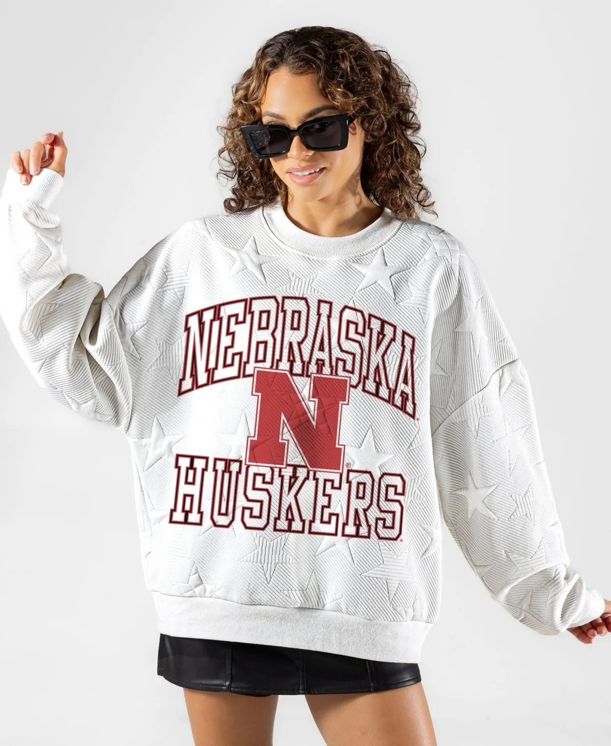 Nebraska Huskers Big Play Energy Tonal Star Embossed Sweatshirt