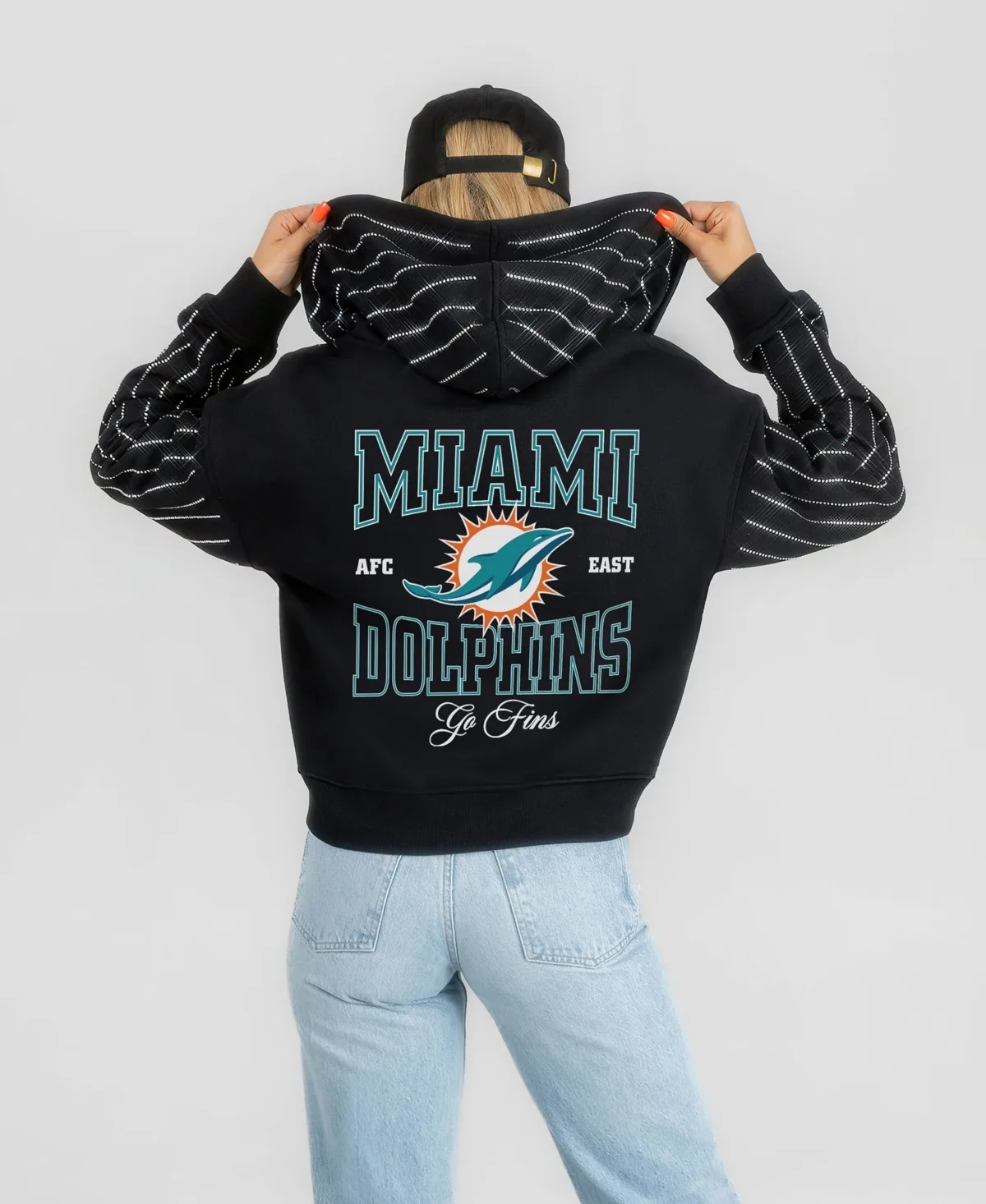 Miami Dolphins Eyes on the Prize Mid-Crop Full-Zip Hoodie by Gameday Couture