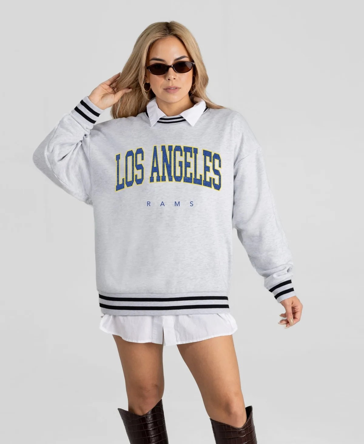Los Angeles Rams Oversized Easy Energy Ringer Stripe Sweatshirt