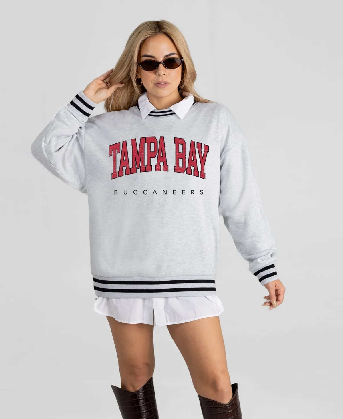 Tampa Bay Buccaneers Oversized Easy Energy Ringer Stripe Sweatshirt