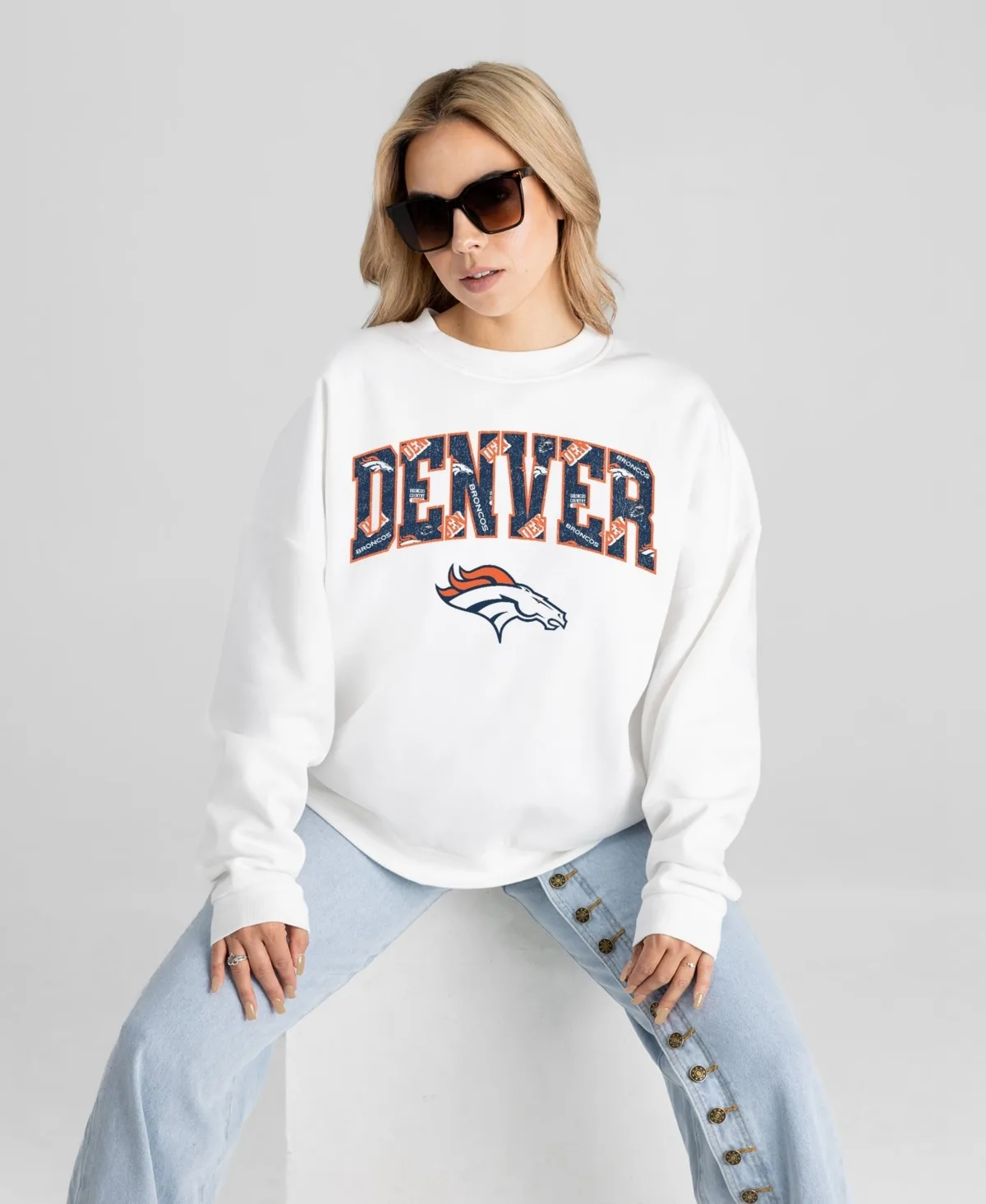 Denver Broncos Sweet Play Oversized Premium Drop Shoulder Sweatshirt