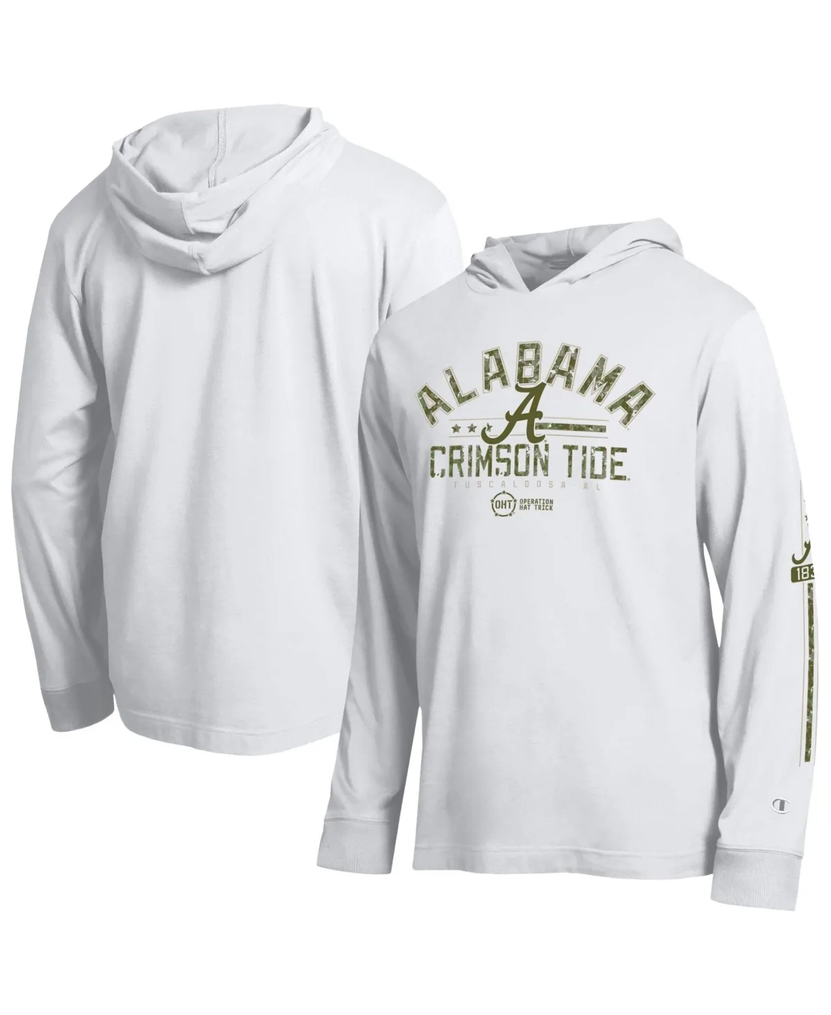 Alabama Crimson Tide Operation Hat Trick Sleeve Line Hooded Long-Sleeve T-Shirt by Champion